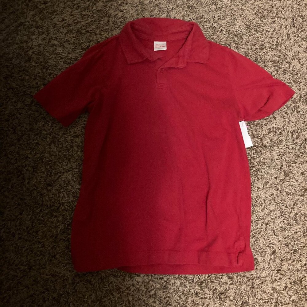 Hanna Andersson Polo Shirt 130 CM US Size 8 Solid Red Short Sleeve Collar Cotton